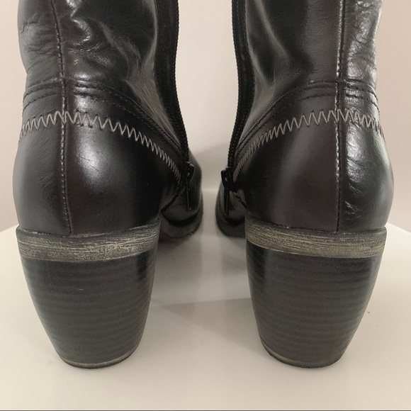 Hush Puppies Rustique West - Black Leather Mid Calf Boots with Heel - Size 8M - Picture 10 of 15